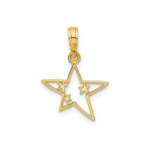 14K Yellow Gold Polished Star of Stars Pendant (No CHAIN)